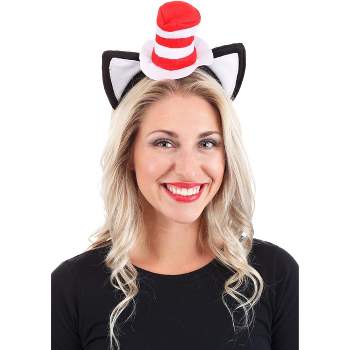 HalloweenCostumes.com    Dr. Seuss Cat in the Hat Costume Ears Headband with Stovepipe Hat, Black/White/Red