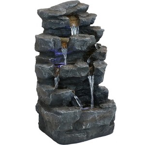 Sunnydaze 24"H Electric Polyresin Grotto Falls Outdoor Water Fountain with LED Lights - 1 of 4