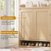 Modern Rattan Shoe Organizer for Entryway/Hallway, Farmhouse Boho Wooden Shoe Storage Cabinet w/Adjustable Shelves - 4 of 4