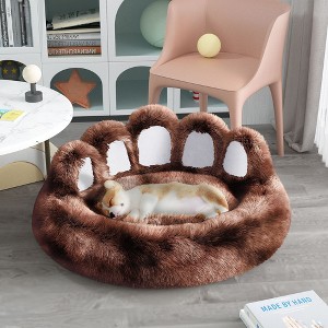 Racxily Upgraded Paw Shape Soothing Round Pet Bed - for Indoor Cats & Small/Medium Dogs, Soft, Machine Washable, Cotton - 1 of 4