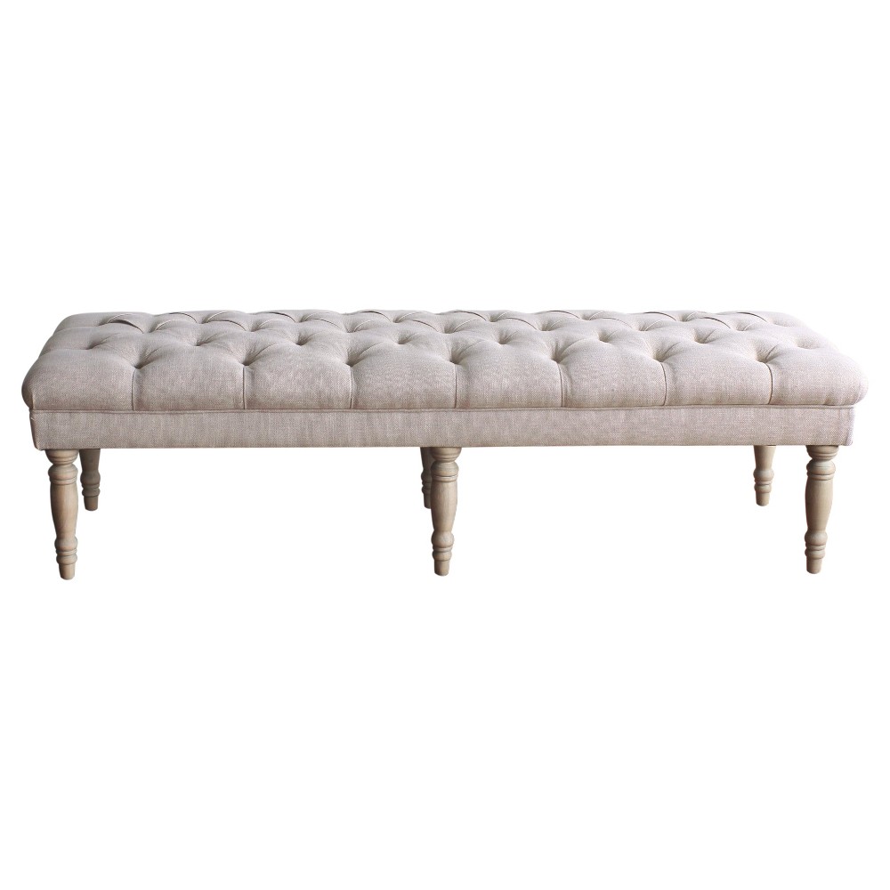 Photos - Chair Classic Layla Tufted Bench Cream - HomePop