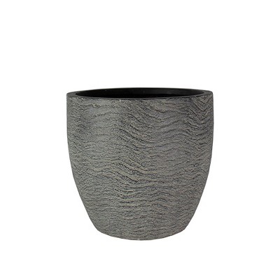 HC Companies ANP12000A39 12 Inch Aspen Indoor Outdoor Round Fiberglass Round Planter with Contemporary Textured Design, Charcoal