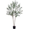 Acekool 5FT Artificial Olive Tree, Realistic Indoor Potted Plant with Natural Wood Trunk, Faux Greenery for Home & Office - 3 of 4