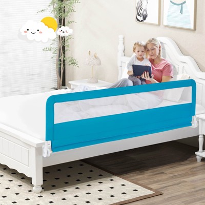 Infans 71" Foldable Baby Bed Rail Guard Toddlers Swing Down Safety Bedrail Blue