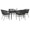 vidaXL Patio Dining Set with Cushions Table and Chairs Set Poly Rattan Glass - 55.1" x 27.6" x 29.1" Black 4 Piece - 2 of 4
