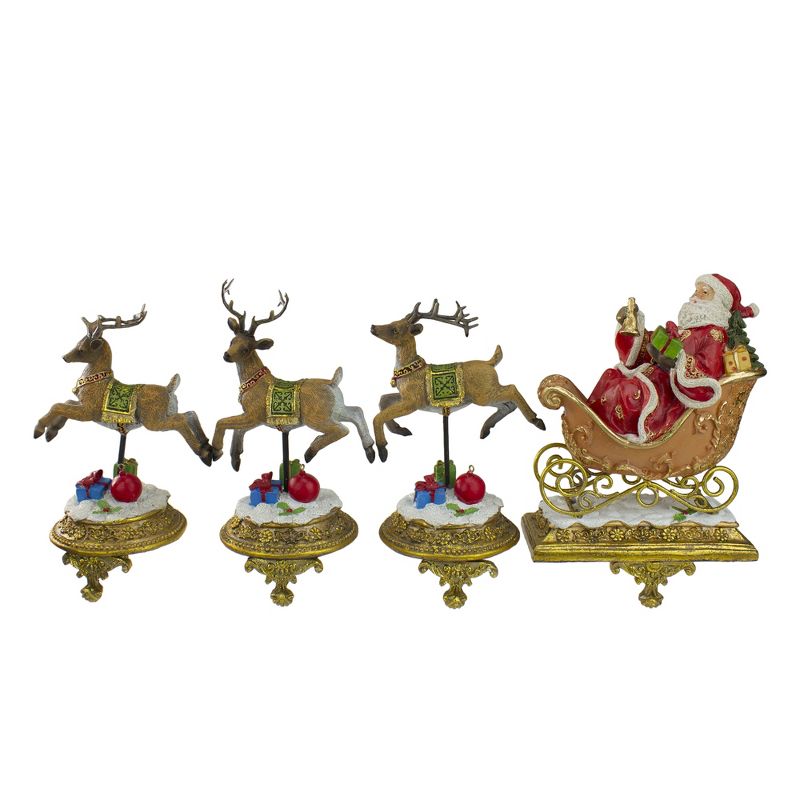 Northlight Set of 4 Santa and Reindeer Christmas Stocking Holders 9.5", 1 of 5