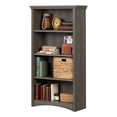 Adjustable Gray Maple Wood 4-Shelf Bookcase