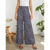 Women's Wide Leg Pants Casual Palazzo Flowy Pants Elastic High Waist Lounge Drawstring Long Trousers - 3 of 4