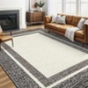 Machine Washable Rugs 5x7 Non Slip - Modern Geometric Border Area Rug, Low Pile Stain Resistant Indoor Carpet - 2 of 4