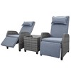 3-Piece Outdoor Patio Wicker Recliner Chair Set with Tempered Glass Table - 2 of 4