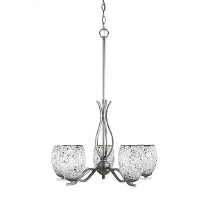 Toltec Lighting Revo 5 - Light Chandelier in  Aged Silver with 5" Black Fusion Shade - 1 of 1