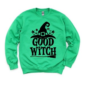 Simply Sage Market Women's Graphic Sweatshirt Good Witch Broom - 1 of 4