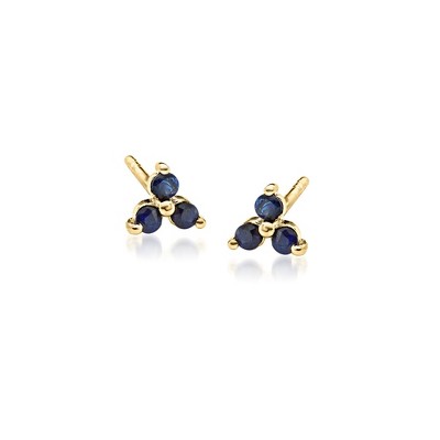 RS Pure by Ross-Simons 0.10 ct. t.w. Sapphire 3-Stone Stud Earrings in 14kt Yellow Gold