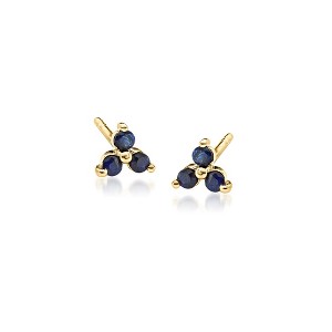 RS Pure by Ross-Simons 0.10 ct. t.w. Sapphire 3-Stone Stud Earrings in 14kt Yellow Gold - 1 of 4