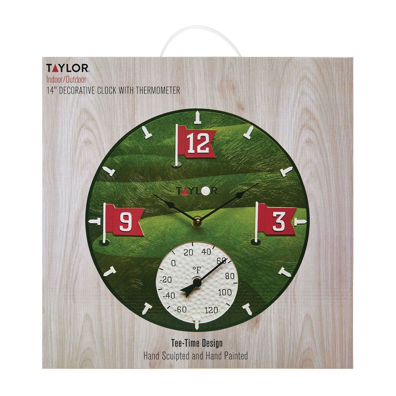 Taylor® Precision Products 14-In. x 14-In. Tee Time Poly Resin Clock and Thermometer, 5 of 7
