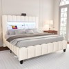 Bed Frame with LED Lights, Upholstered Platform Bed Frame with 51.2" Storage Headboard - 2 of 4