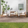 Saracina Home 4pc Mid-Century Modern Slatted Acacia Outdoor Patio Conversation Furniture Set - 3 of 4