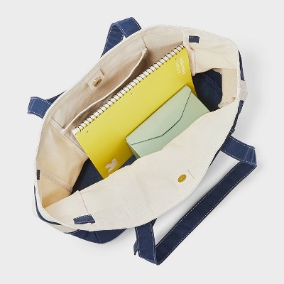 Universal Thread Canvas Large Belted Tote Bag - Universal Thread™ Blue — фото 4