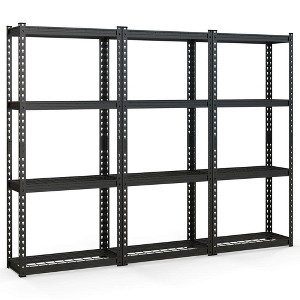 Costway 1/2/3/4 PCS 4-Tier Metal Shelving Unit Heavy Duty Wire Storage Rack with Anti-slip Foot Pads Black - 1 of 4