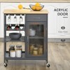 DSANE Rolling Kitchen Island with Storage, Kitchen Cart with 4-bottle Wine Rack, Bar Cart with Stemware Holder, Shelves, Drawer and Cabinet, Gray - 4 of 4