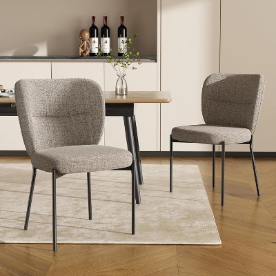 UNISOAR Dining Chairs Set of 2, 18.5 inch Chairs with Linen Cushion, Metal Legs for Living Room, Kitchen & Dining Room,Blue/Deep Gray/Light Gray