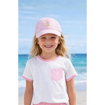 Bits & Bows Kids Girls' Pink Seersucker Pocket Crewneck T-Shirt, White 5/6 — фото 2