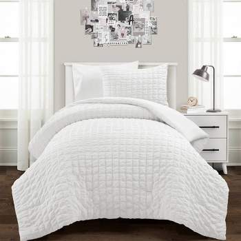 3pc Crinkle Textured Dobby Comforter & Sham Set - Lush Décor