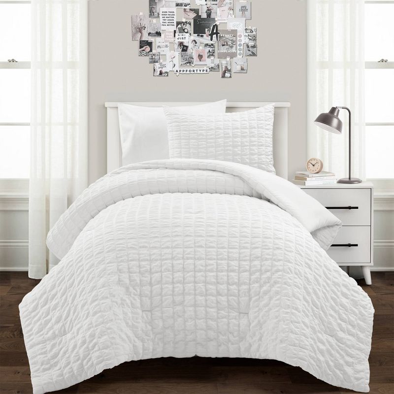 3pc Crinkle Textured Dobby Comforter & Sham Set - Lush Décor, 1 of 12