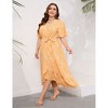 Clearlove Women's Spring and Summer Plus Size Floral V Neck Short Sleeve A Line Long Dress - 4 of 4