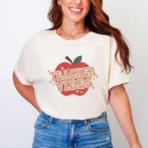 Simply Sage Market Teacher Vibes Apple Garment Dyed Tee - 1 of 4