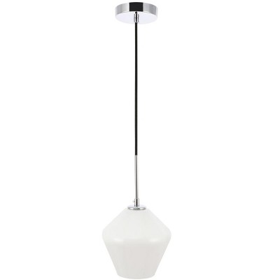 Gene Chrome and Frosted White Glass Pendant Light