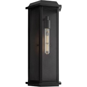 John Timberland Lydia 20" High Farmhouse Rustic Outdoor Wall Light Fixture Mount Porch House Exterior Weatherproof Matte Black Clear Glass Shade - 1 of 4
