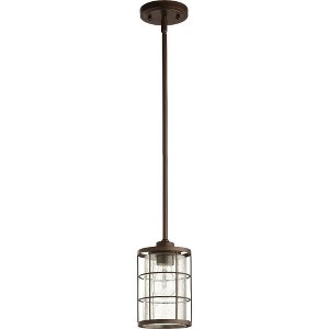 Quorum Lighting Ellis 1-Light Pendant, Oiled Bronze, Glass, Stem, 5W x 8H, 100W, Dry Rated - 1 of 1