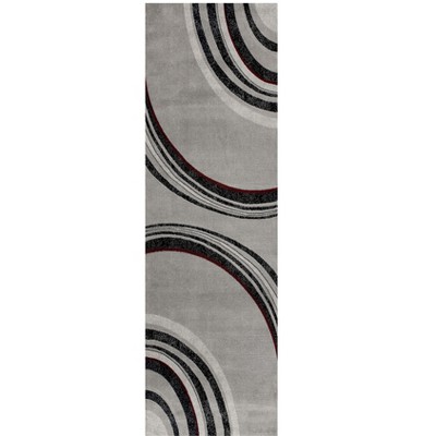 HomeRoots 8' Gray and Black Abstract Power Loom Distressed Runner Rug