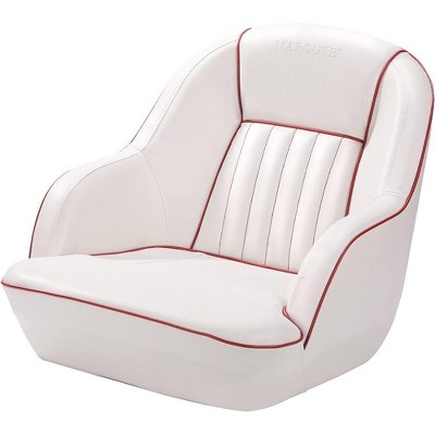 Whizmax Pontoon Boat Seat, Captains Bucket Boat Seat, Back Folding Boat, Boat Cabin Seating (White/Red)