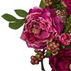 Mixed Peony and Berry Silk Wreath Fuchsia 20" - Nearly Natural - image 2 of 3