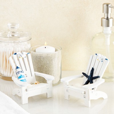 Set of 4 White Mini Nautical Wooden Beach Chairs