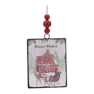 Glass Winter Wishes Barn Ornament (Set of 12) - 1 of 3