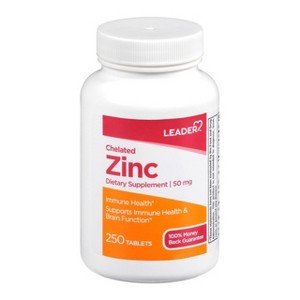 Leader Chelated Zinc Dietary Supplement Tablets 50mg, 250 Count - 1 of 4