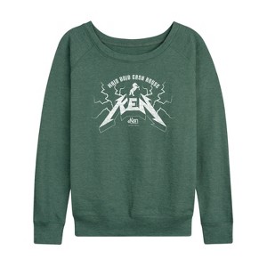 Women's - Barbie - Country Metal Ken Lightweight French Terry Wide Neck Long Sleeve Shirt - 1 of 4