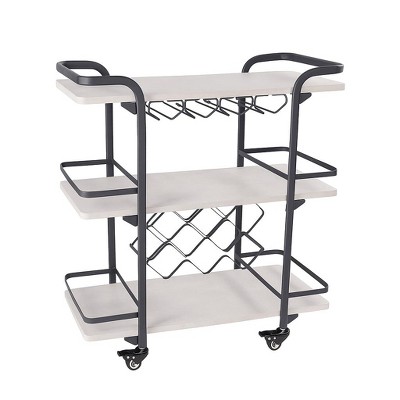 ZACHVO 3-Tier Bar Cart with Glass Holders & 8 Bottle Racks, Modern Kitchen Cart on Wheels, for Home & Outdoor