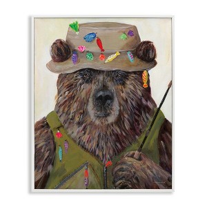 Stupell Industries Fisherman Outfit Brown Grizzly Bear Fishing Pole Black Framed Giclee Art - 1 of 4