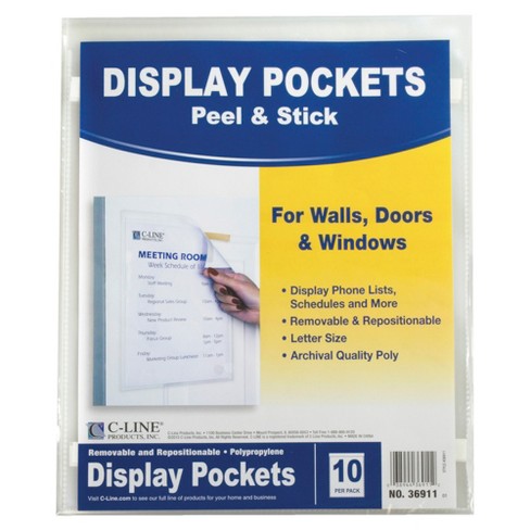 Self Adhesive Display Pockets Peel and Stick Clear Paper Sleeves Wall and  Door Communication Clear Adhesive Sheet Protector Letter Size Plastic