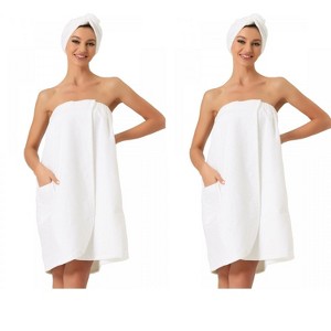 INSPIRE CHIC Women's 2 Pcs Bath Gym Towel Wrap with Shower Cap Spa Robe - 1 of 4