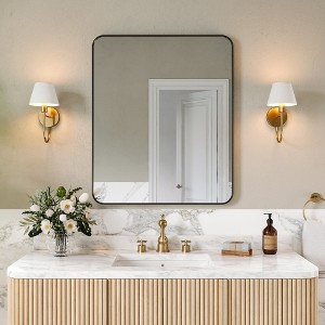 Matte Bathroom Mirror, Rounded Rectangle Vanity Mirror for Over Sink,Wall Mirror,HD Tempered Glass & Anti-Rust Aluminum Frame - 1 of 4