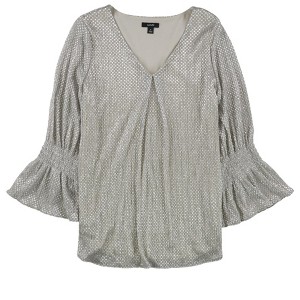 Alfani Womens Metallic Bell Sleeve Pullover Blouse - 1 of 1