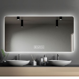 Bathroom Vanity Mirror,Rounded Square Mirror Frameless Bathroom Wall Mirror Anti-Fog Waterproof-The Pop Home - 1 of 4