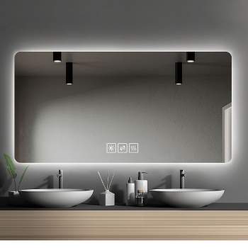 39"×29" Bathroom Vanity Mirror , Rounded Square Mirror Frameless Bathroom Wall Mirror Anti-Fog Waterproof-The Pop Home