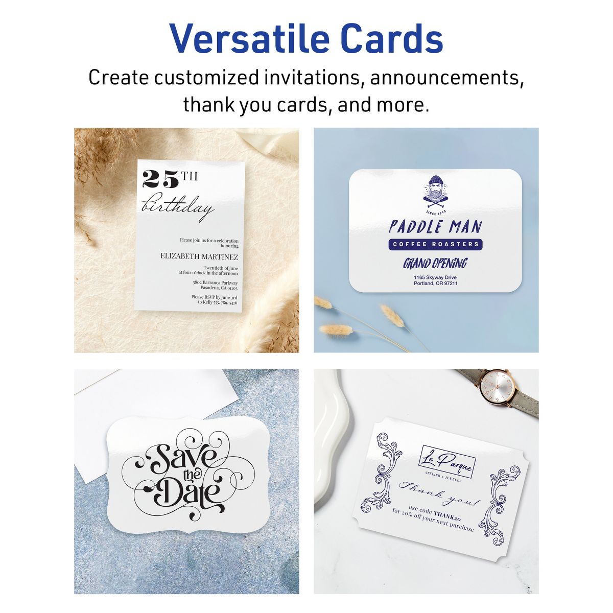 Avery Glossy White Invitation Cards, 5" x 7" Rectangle - thumbnail 3