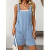Womens Summer Casual Short Romper Scoop Neck Sleeveless Striped Overalls Shorts Jumpsuit with Pockets - 2 of 4